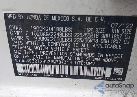 2023 Honda Hr-V Awd Sport z USA, uszkodzony, nr VIN 3CZRZ2H52PM707319